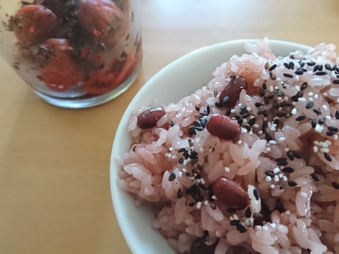 小豆の水煮缶で楽勝！お赤飯